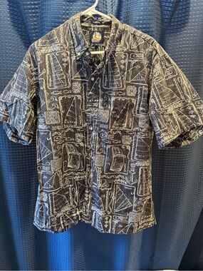 reyn spooner Black and White Nautical Print Button-Down Shirt